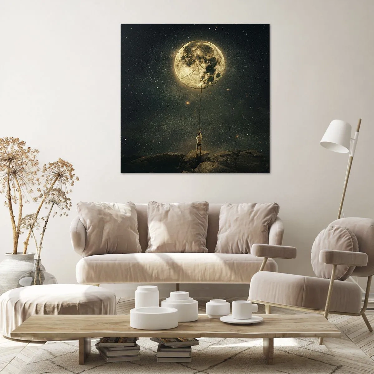 Lærredstryk - Billede på lærred - En, der stjal månen - 30x30 cm