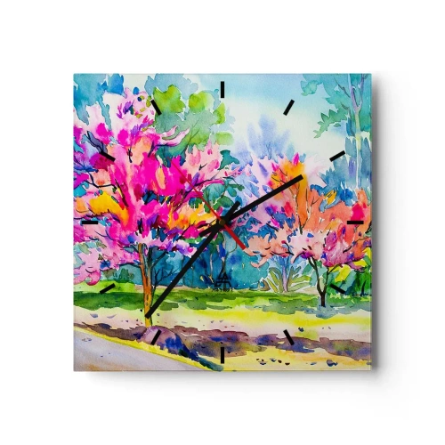 Vægur, Uret - Regnbuehaven i forårets pragt - 30x30 cm