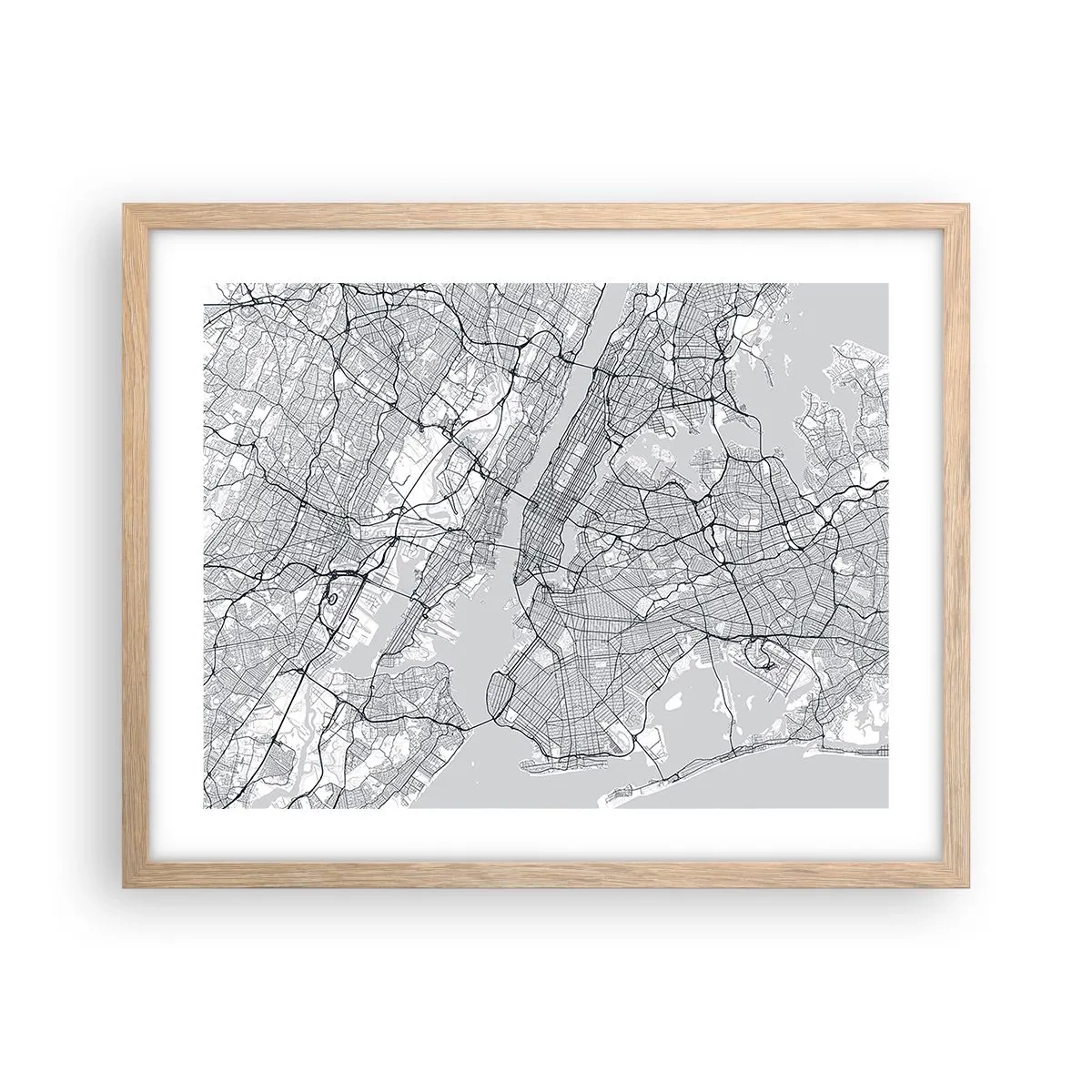 Plakat i ramme af lyst egetræ - Anatomi af en storby - 50x40 cm