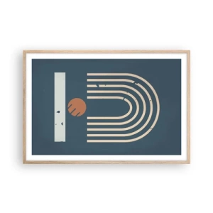 Plakat i ramme af lyst egetræ - Geometri på granatæble - 91x61 cm