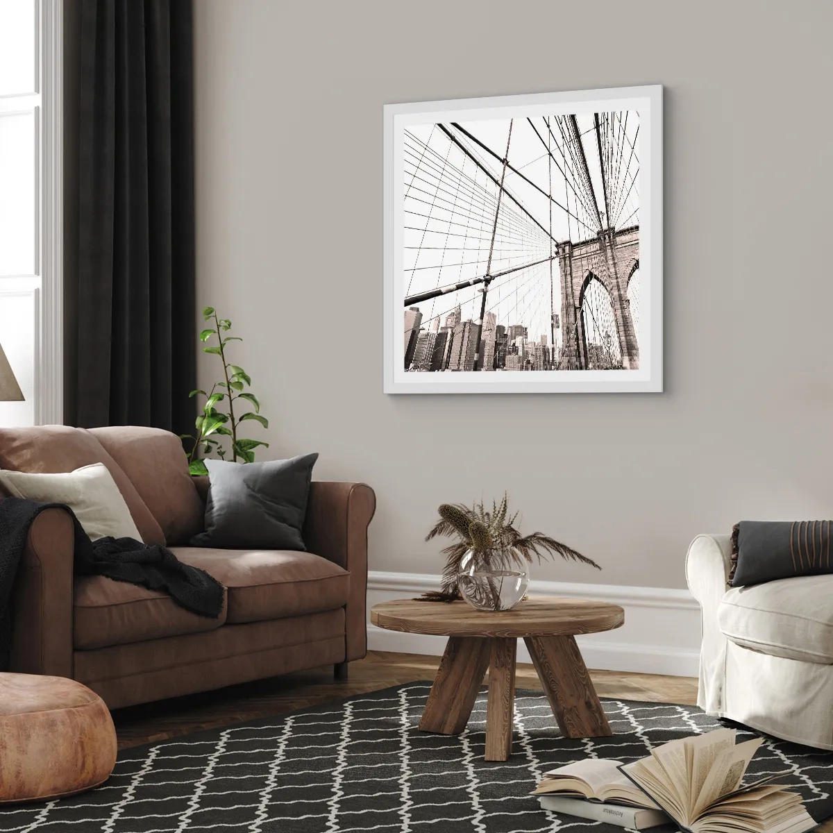 Plakat i hvid ramme - Katedralen i New York - 60x60 cm