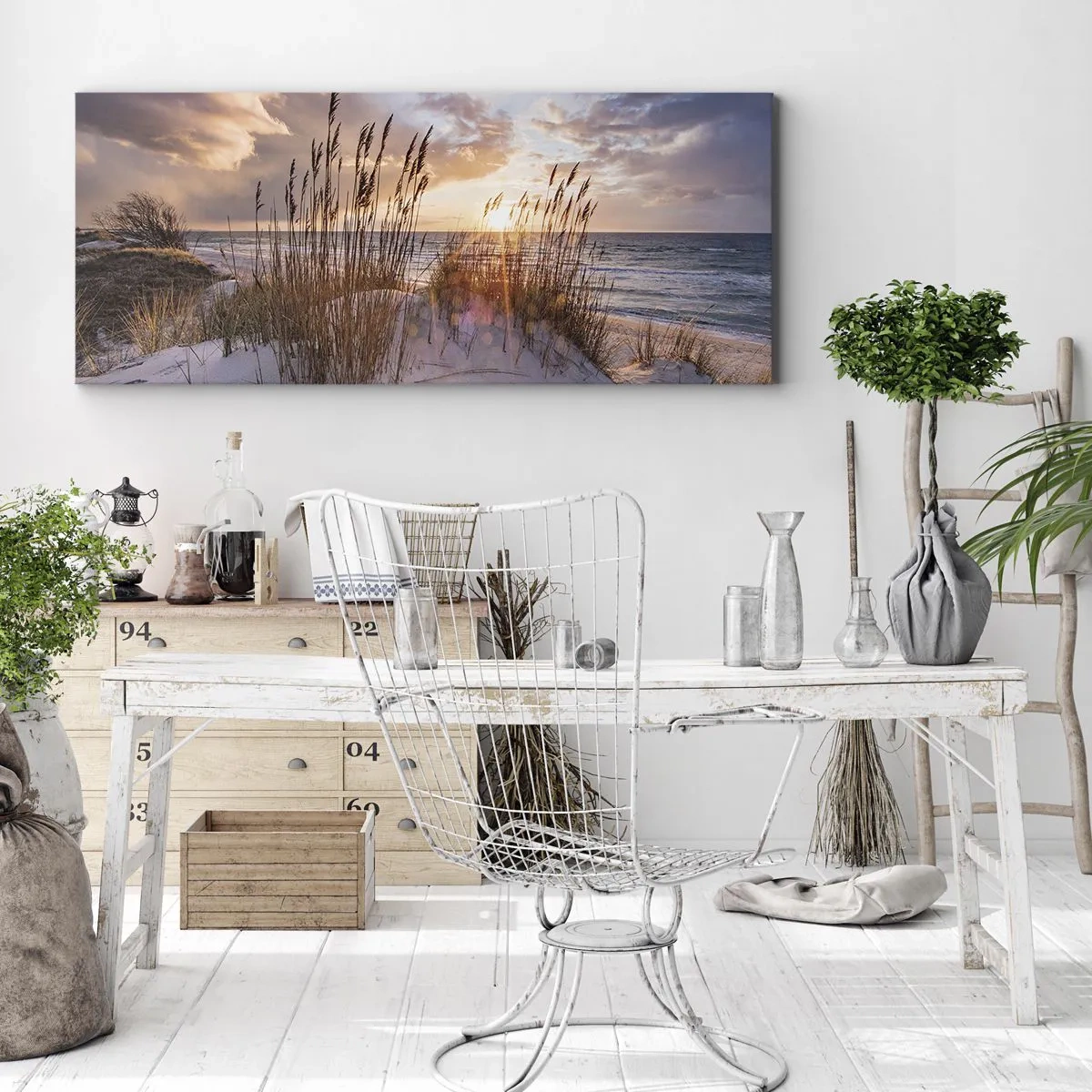Lærredstryk - Billede på lærred - Farvel til sol og vind - 160x50 cm