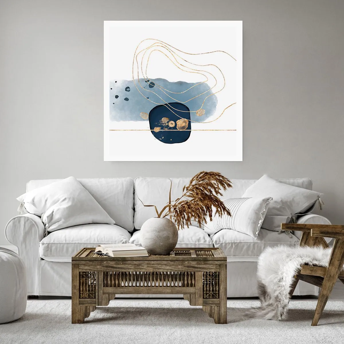 Plakat - Blå-gylden fantasi - 40x40 cm