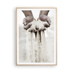 Plakat i ramme af lyst egetræ - Med disse hænder... - 70x100 cm