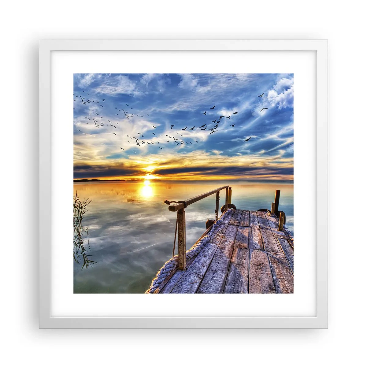 Plakat i hvid ramme - Vinden går til ro - 40x40 cm