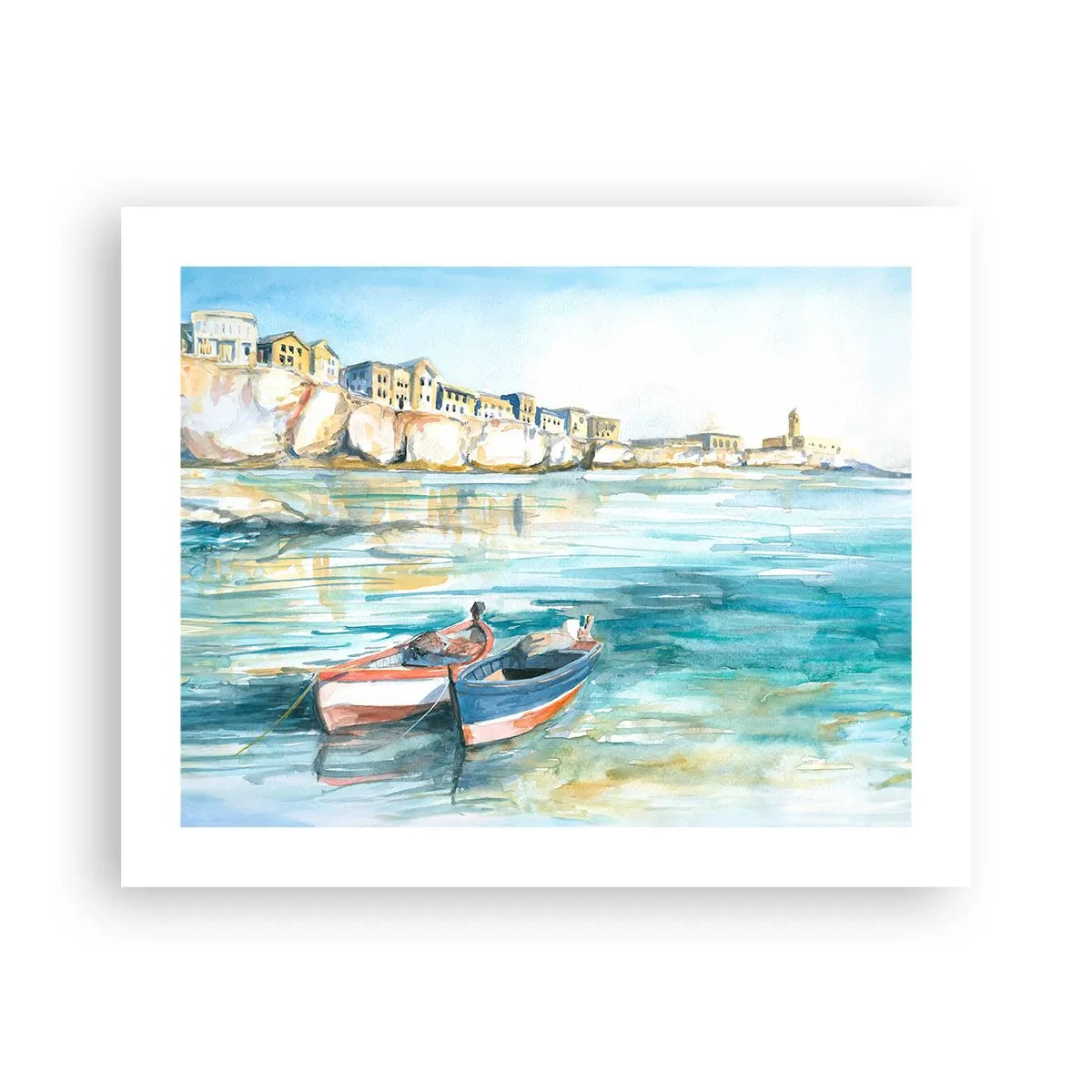 Plakat - Landskab i azurblå - 50x40 cm