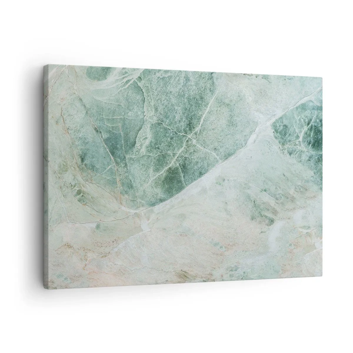 Lærredstryk - Billede på lærred - Grøn marmor med fine hvide årer - 70x50cm - Den ædle kølighed af sten - Moderne vægdekoration til stue og soveværelse ARTTOR