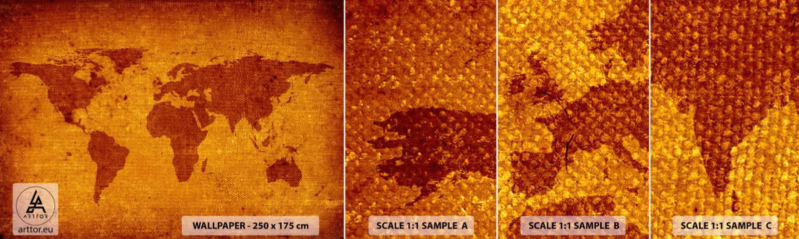 Fototapet Prøve Standard Eco - Invitation til en rejse - Verdenskort, Kontinenter, Rejser - 100x30 cm