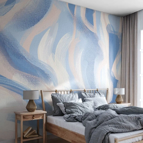 Fototapet Selvklæbende Deluxe Sticker - Blå krusninger - Pastel, Minimalisme, Stykke - 300x210 cm