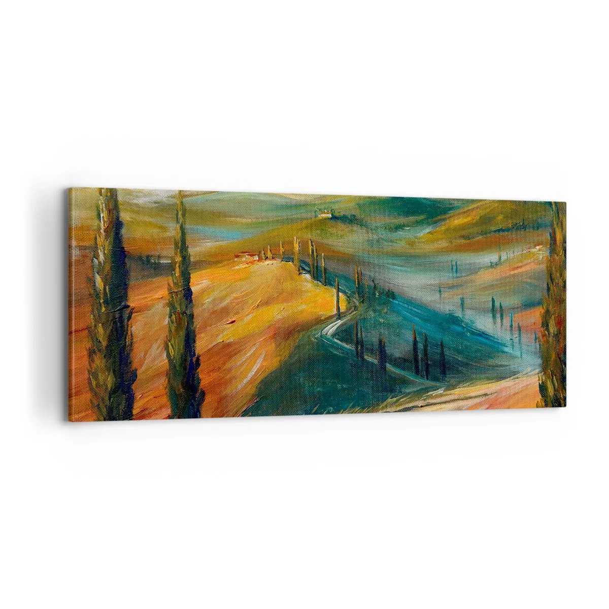 Lærredstryk - Billede på lærred - Toscansk landskab - 100x40 cm