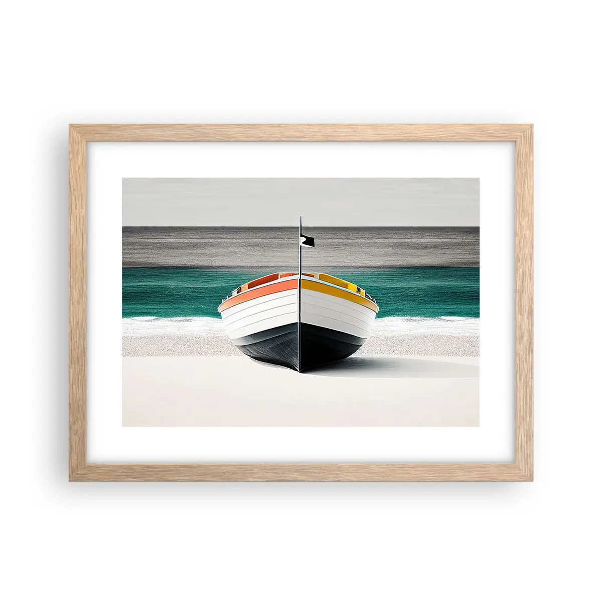 Plakat i ramme af lyst egetræ - På sin plads - 40x30 cm