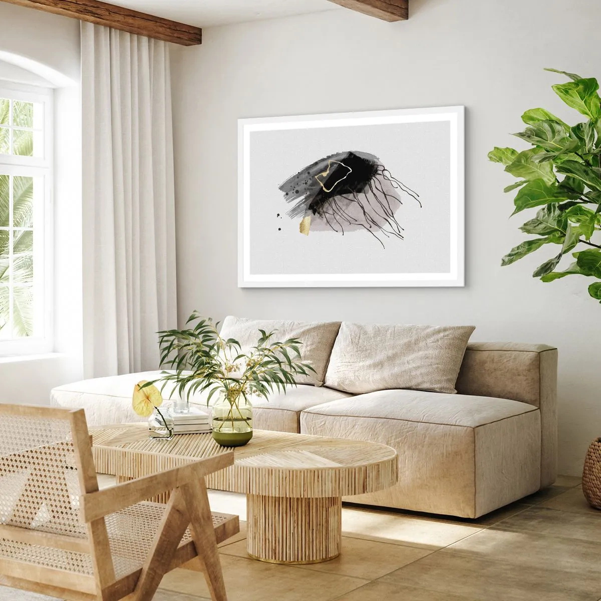 Plakat i hvid ramme - I sort og guld - 70x50 cm