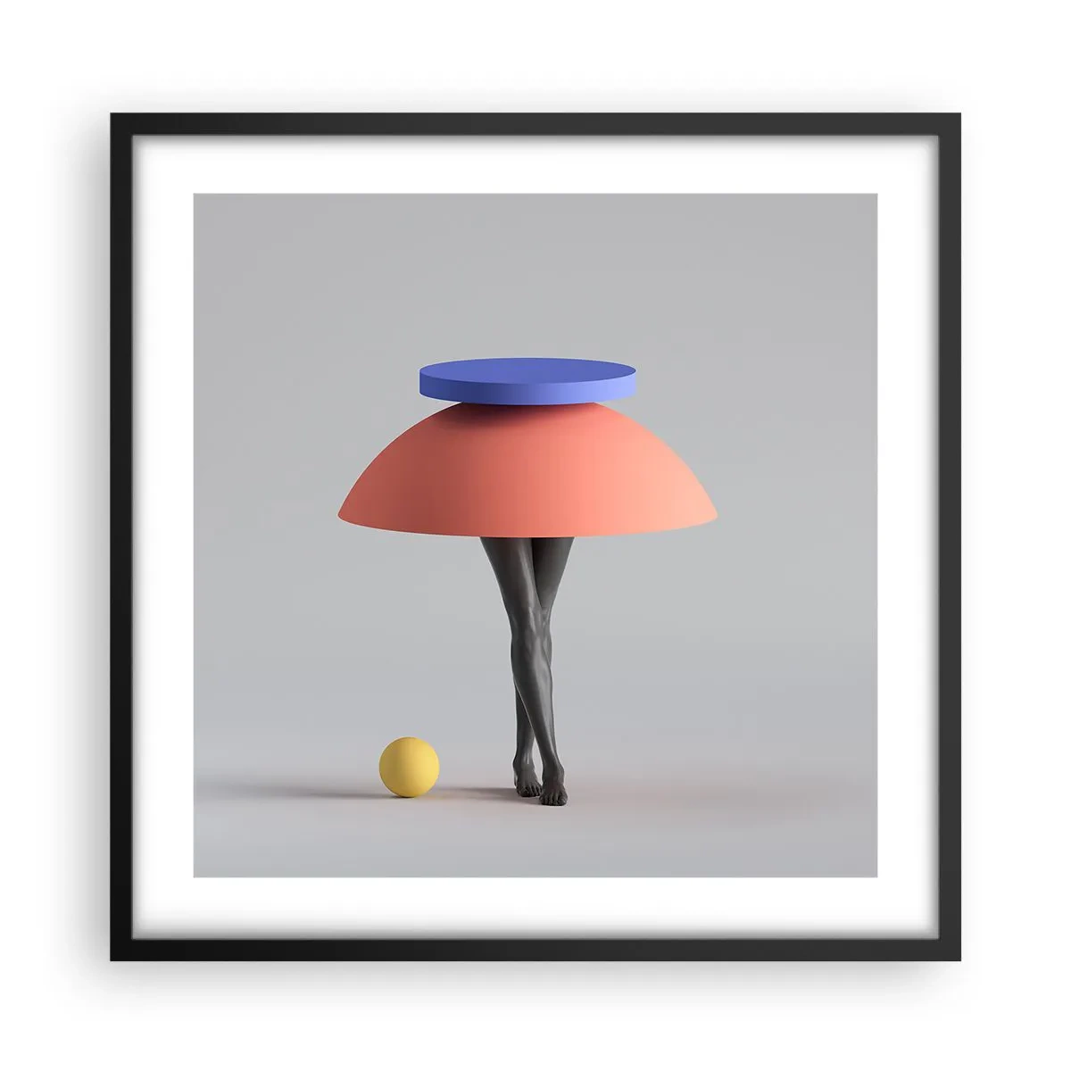 Plakat i sort ramme - Surrealistisk komposition - 50x50 cm