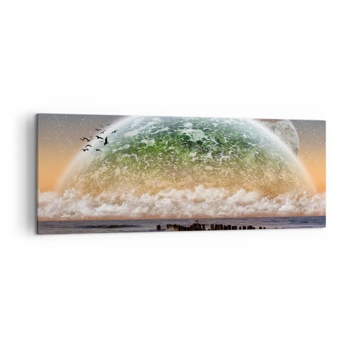 Lærredstryk - Billede på lærred - Og verden kom op af vandet - 140x50 cm