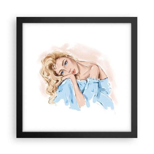 Plakat i sort ramme - Drømmende i blåt - 30x30 cm