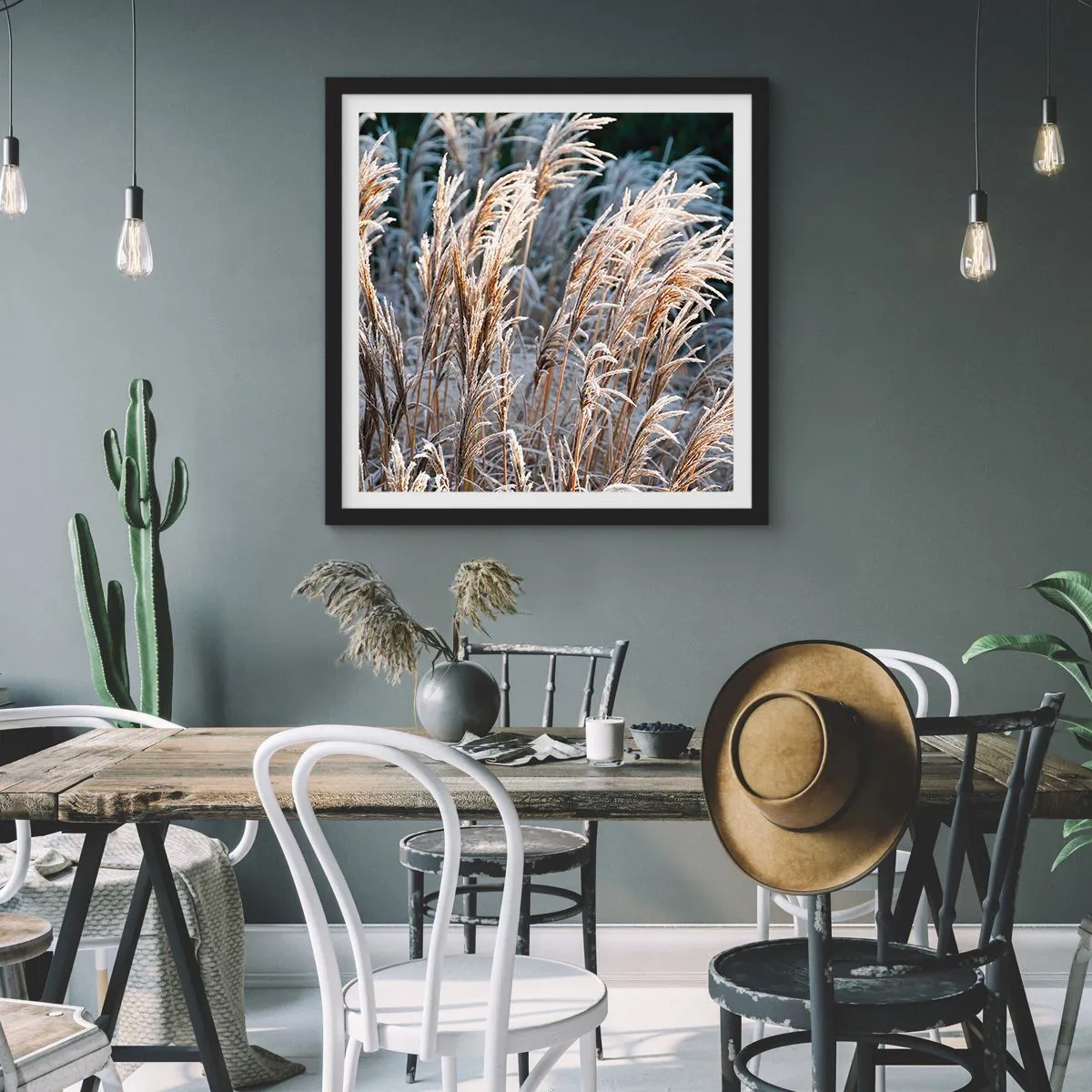 Plakat i sort ramme - Pyntet med frost - 30x30 cm