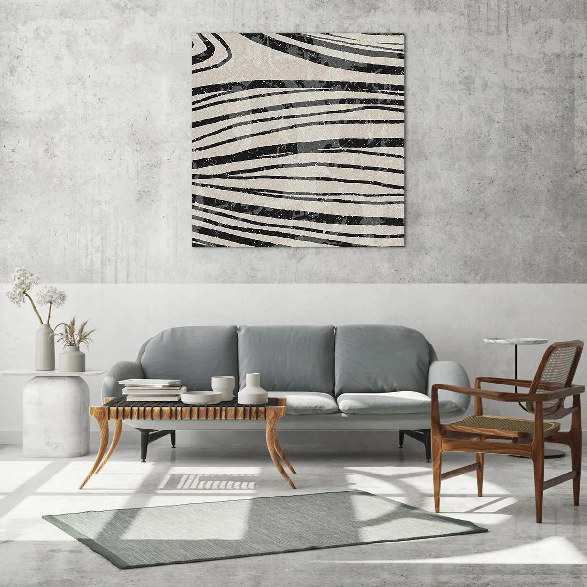 Billede på glas - Et spild af linjer - 70x70 cm