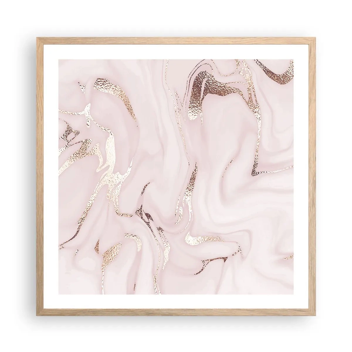 Plakat i ramme af lyst egetræ - I et lyserødt tørklæde - 60x60 cm