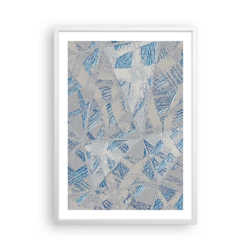 Plakat i hvid ramme - I en gråblå labyrint - 50x70 cm