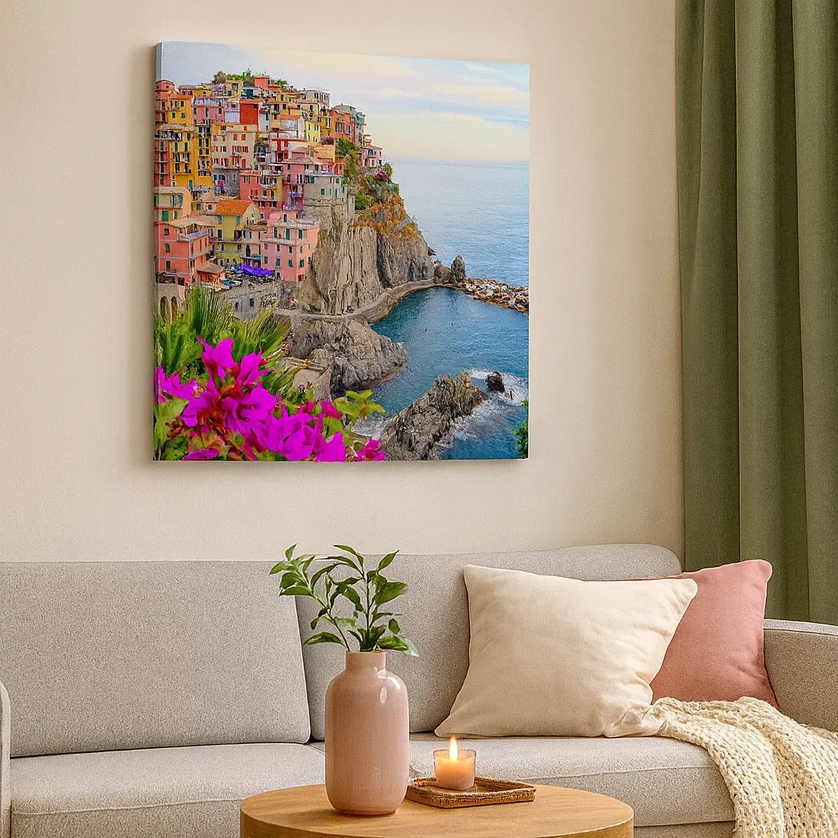 Lærredstryk - Billede på lærred - En grinende by - 30x30 cm