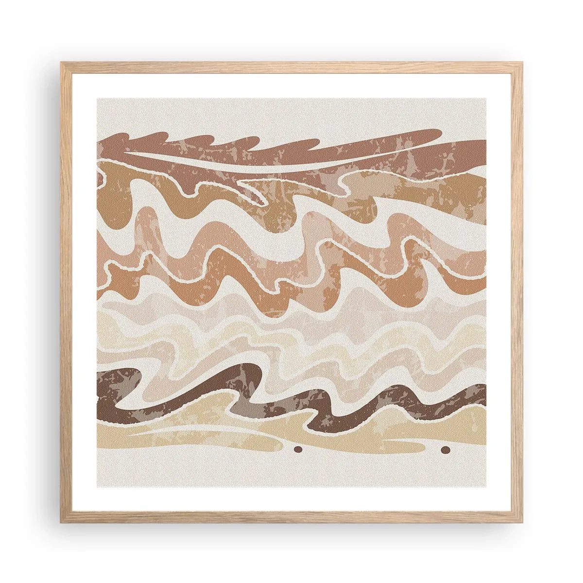 Plakat i ramme af lyst egetræ - God energi - gode følelser - 60x60 cm