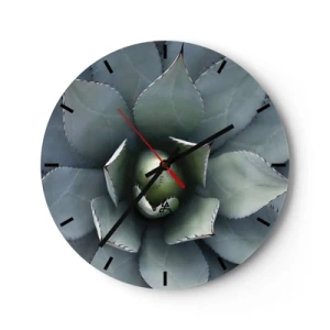 Vægur, Uret - Et nærbillede af den geometriske opstilling af agaveblade. - 30x30cm - Lokkemad og advarsler - Moderne vægdekoration til stue, køkken og soveværelse ARTTOR