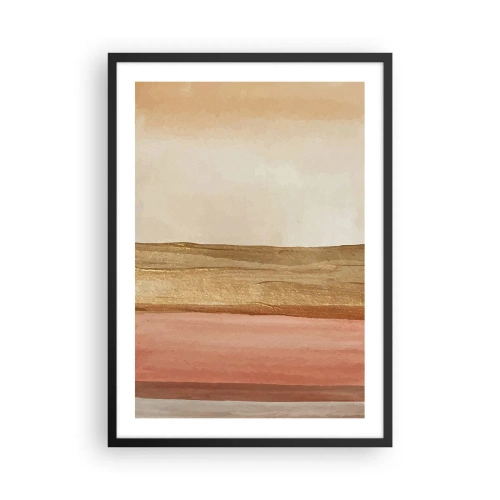 Plakat i sort ramme - En abstrakt komposition i varme nuancer af beige og pink. - 50x70cm - Lodret sammensætning - Moderne vægdekoration til stue og soveværelse ARTTOR