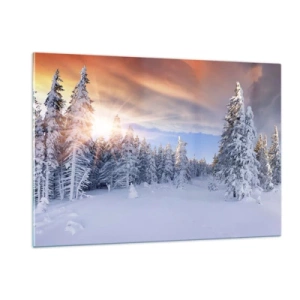 Billede på glas - Et snedækket naturspektakel - 120x80 cm