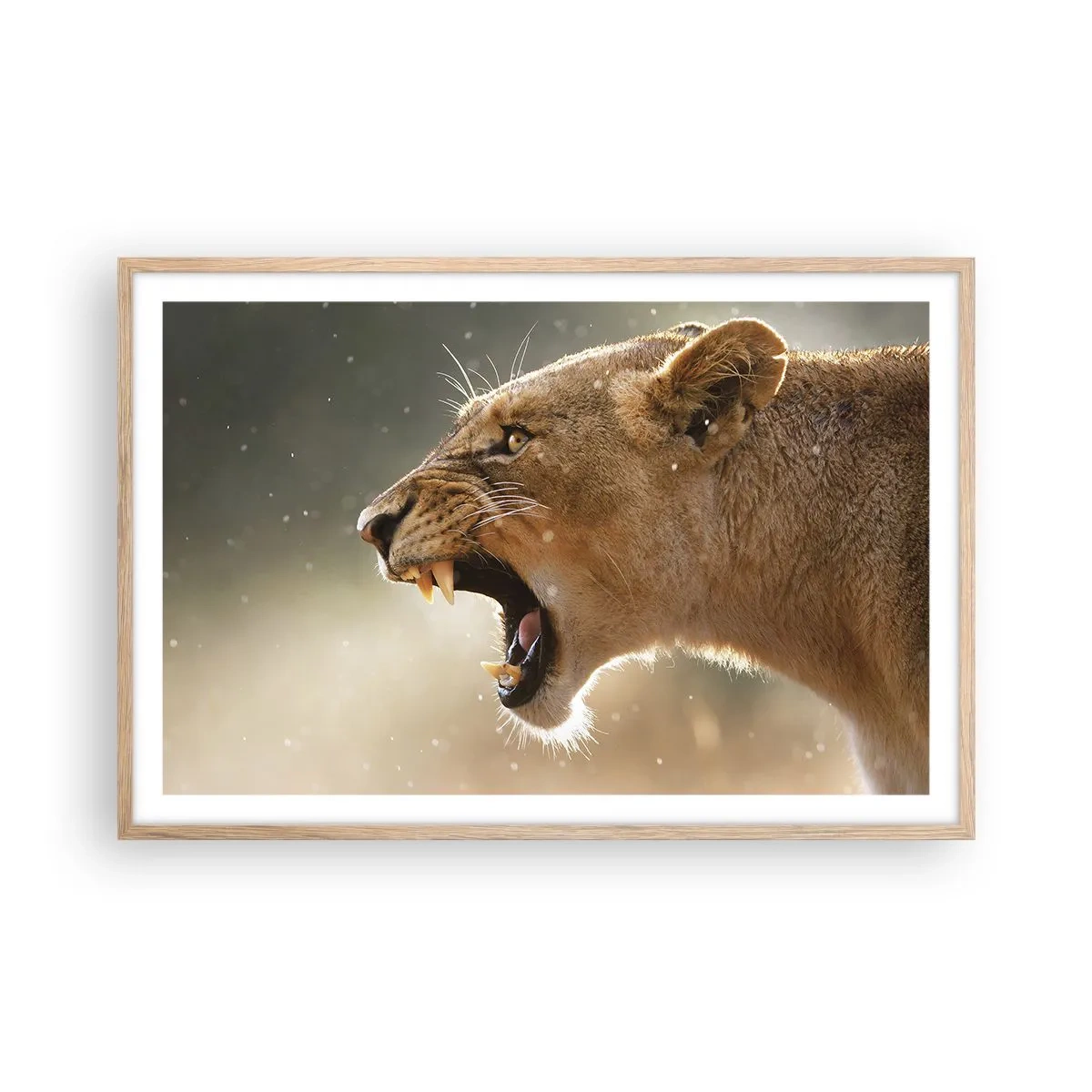 Plakat i ramme af lyst egetræ - Prøv ikke at lytte - 91x61 cm
