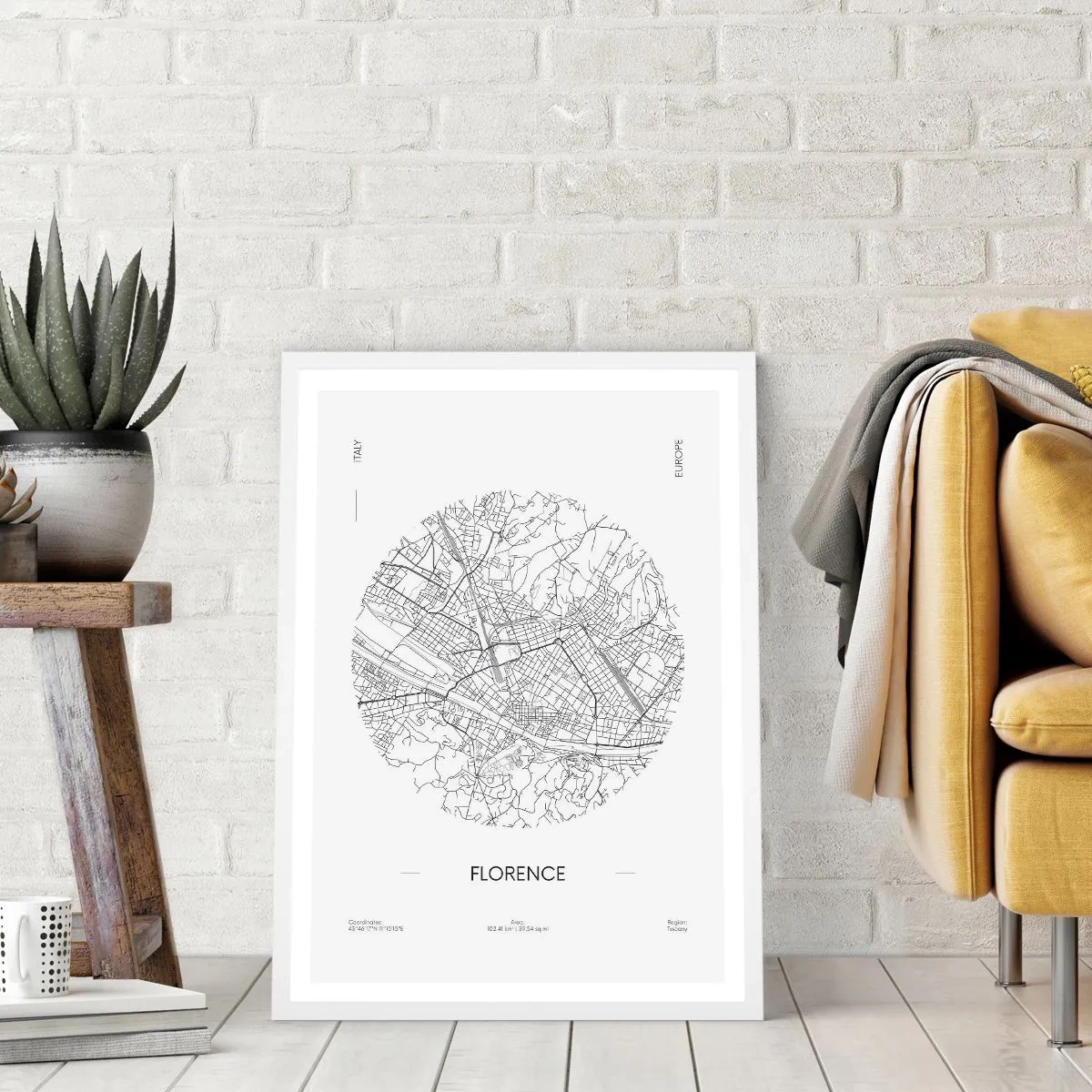 Plakat i hvid ramme - Anatomi af Firenze - 50x70 cm
