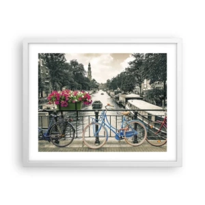 Plakat i hvid ramme - Farverne i Amsterdams gader - 50x40 cm