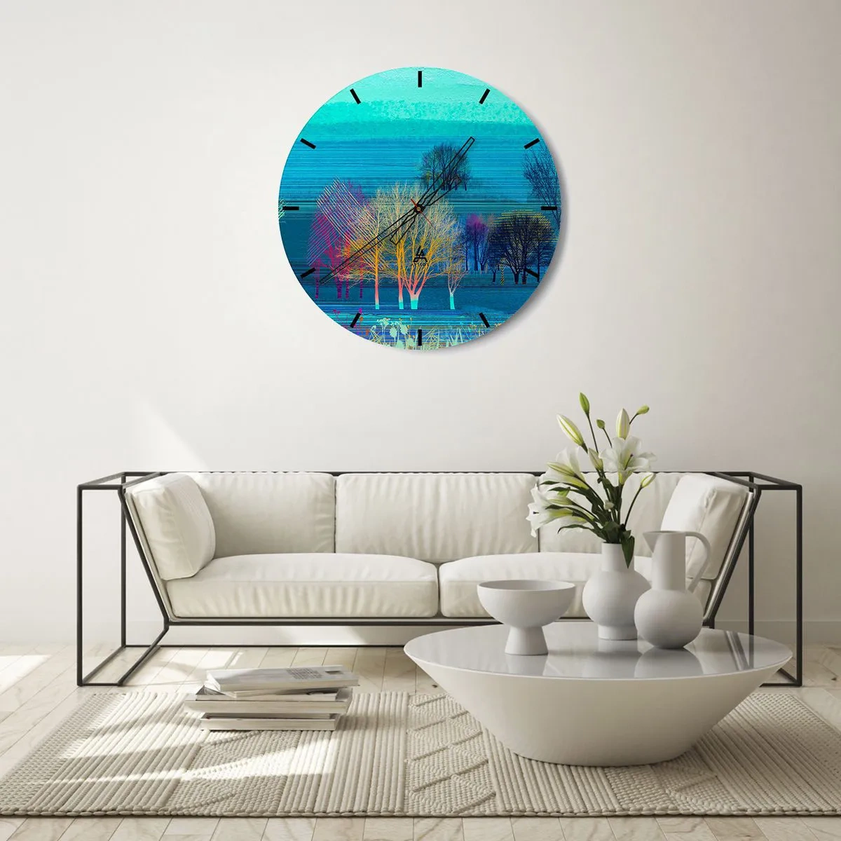 Vægur, Uret - Et vidtstrakt landskab - 30x30 cm