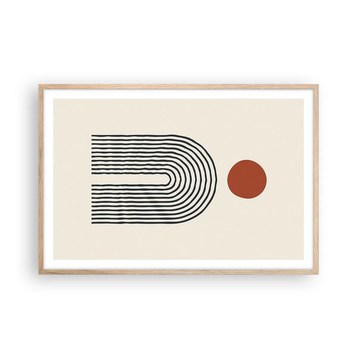 Plakat i ramme af lyst egetræ - Magnetisme af former og farver - 91x61 cm