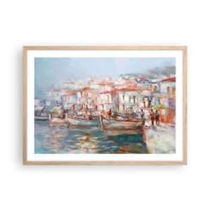 Plakat i ramme af lyst egetræ - Pastelfarvede helligdage - 70x50 cm