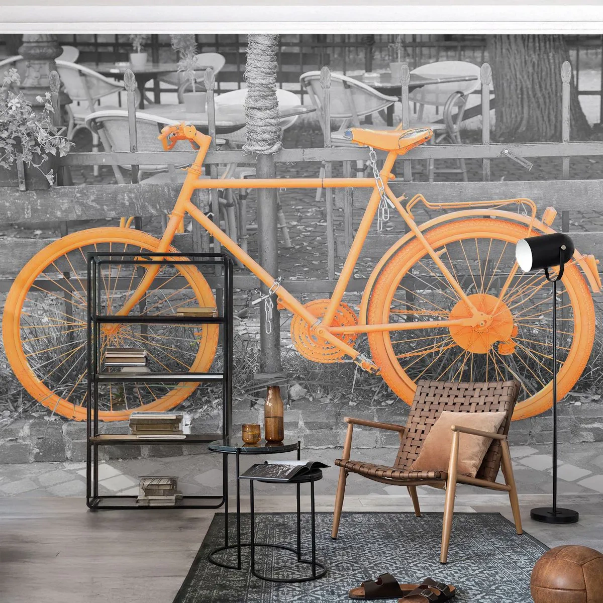 Fototapet Premium Sand - Gå, jeg venter her - Vintage cykel, By, Rejser - 100x70 cm