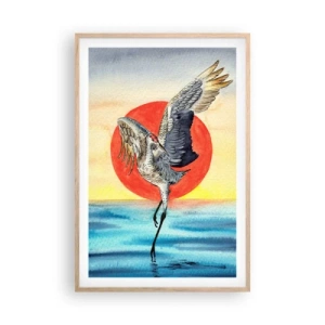 Plakat i ramme af lyst egetræ - Tid til at gå tilbage - 61x91 cm