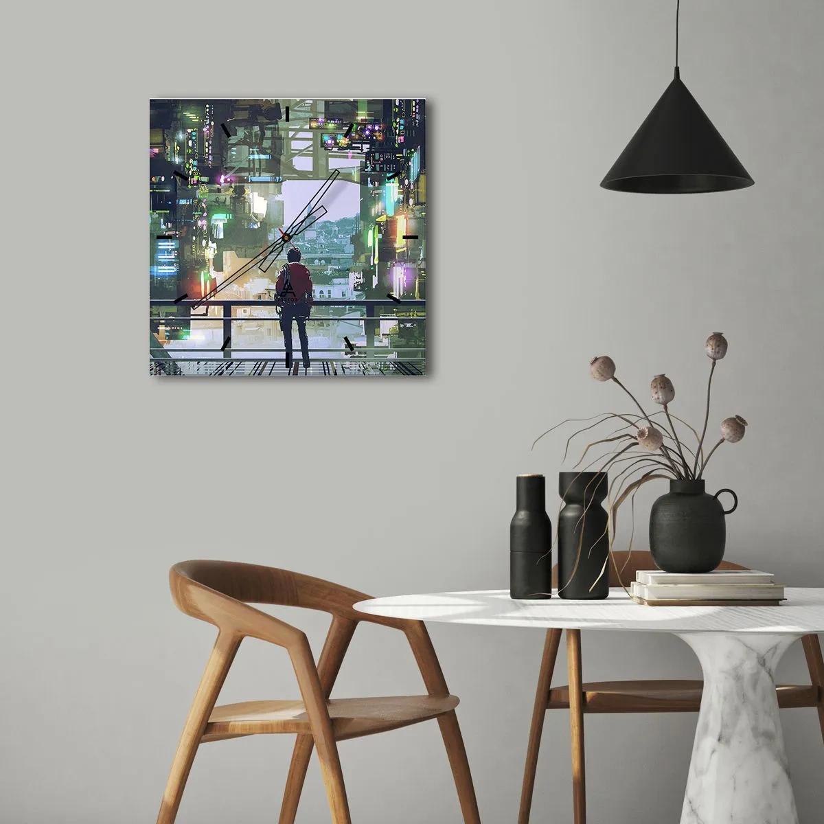 Vægur, Uret - To verdener - 30x30 cm