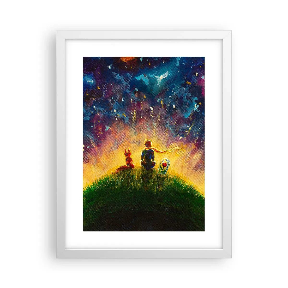 Plakat i hvid ramme - Kærlighed og venskab - hele verden - 30x40 cm