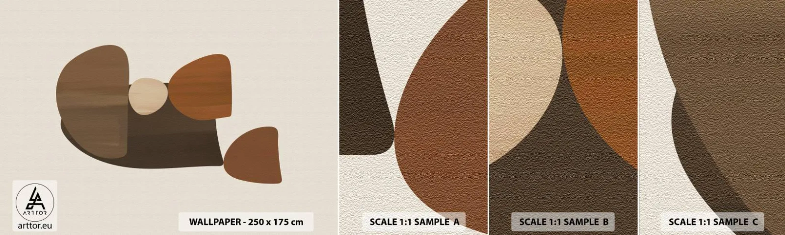 Fototapet Prøve Standard Eco - Sammensætning i bronze - Abstraktion, Stykke, Moderne kunst - 100x30 cm