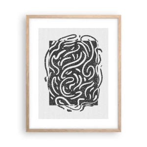 Plakat i ramme af lyst egetræ - Abstraktion: en dans af glæde - 40x50 cm