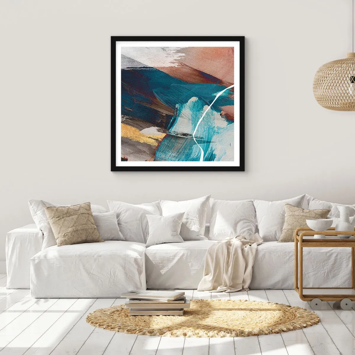 Plakat i sort ramme - Med flair og energi - 40x40 cm