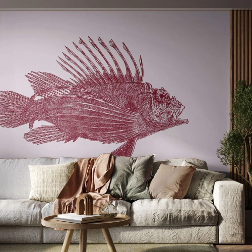 Fototapet Selvklæbende Deluxe Sticker - En beboer i eksotiske farvande - Fisk, Løvefisk, Tropisk - 350x256 cm