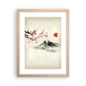 Plakat i ramme af lyst egetræ - Bliv forelsket i Japan - 30x40 cm