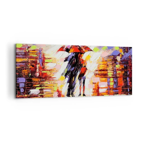 Lærredstryk - Billede på lærred - Sammen gennem natten og regnen - 100x40 cm