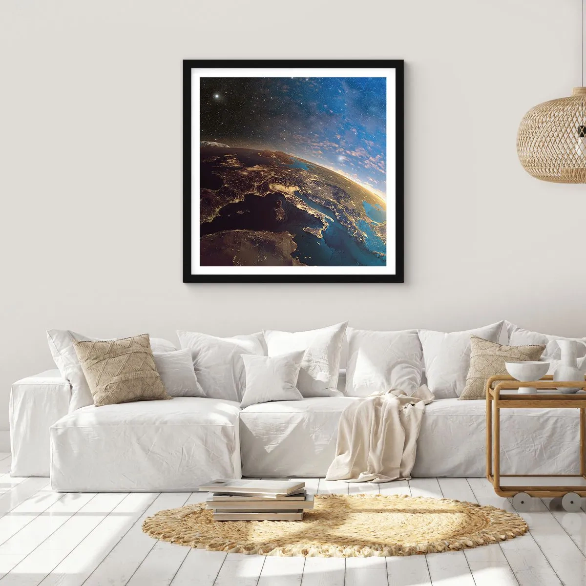 Plakat i sort ramme - Lad os se på hinanden på afstand - 60x60 cm