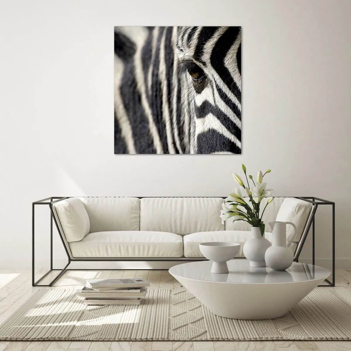 Billede på glas - Stribet portræt - 50x50 cm