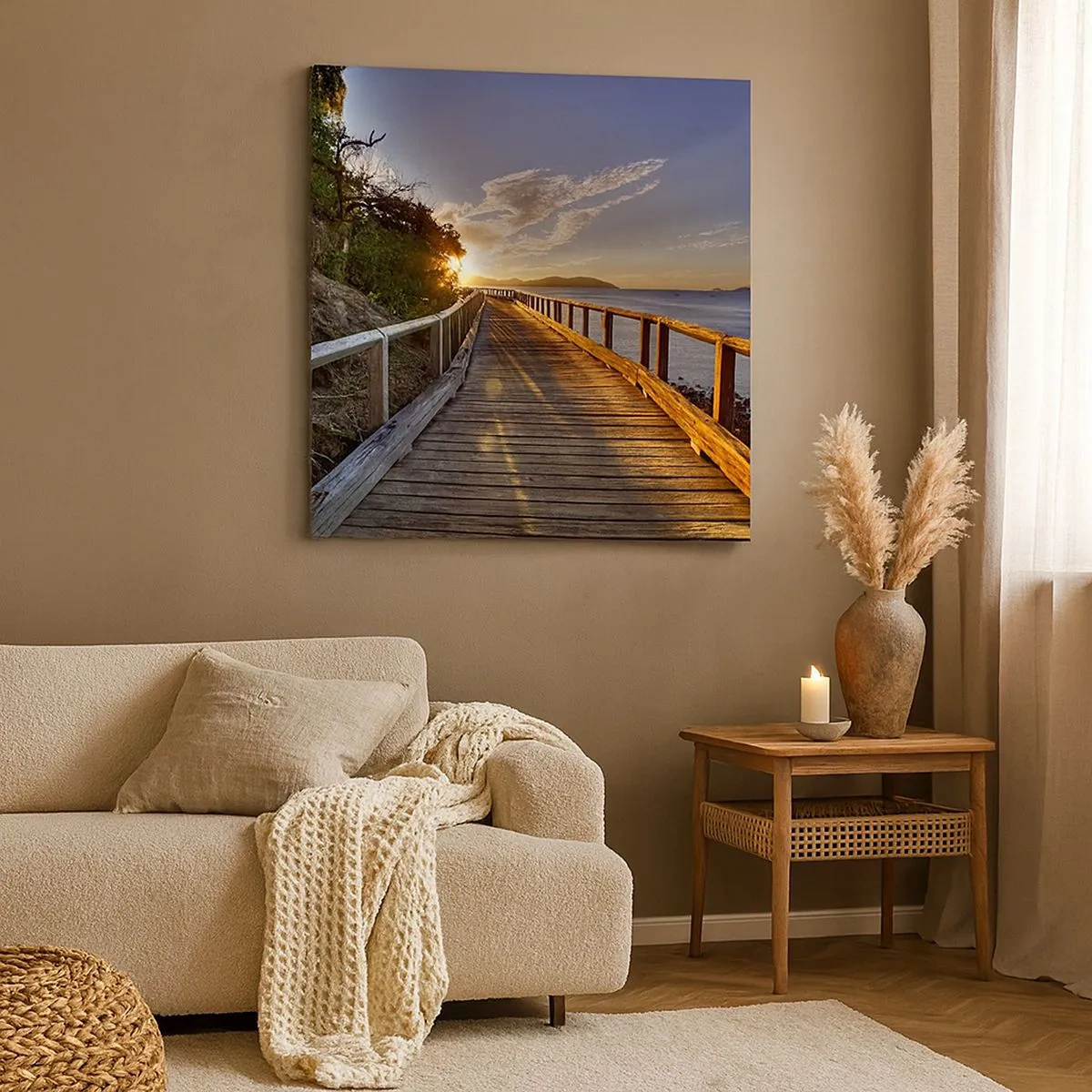 Lærredstryk - Billede på lærred - Gå, bliv ved med at gå mod solen - 30x30 cm