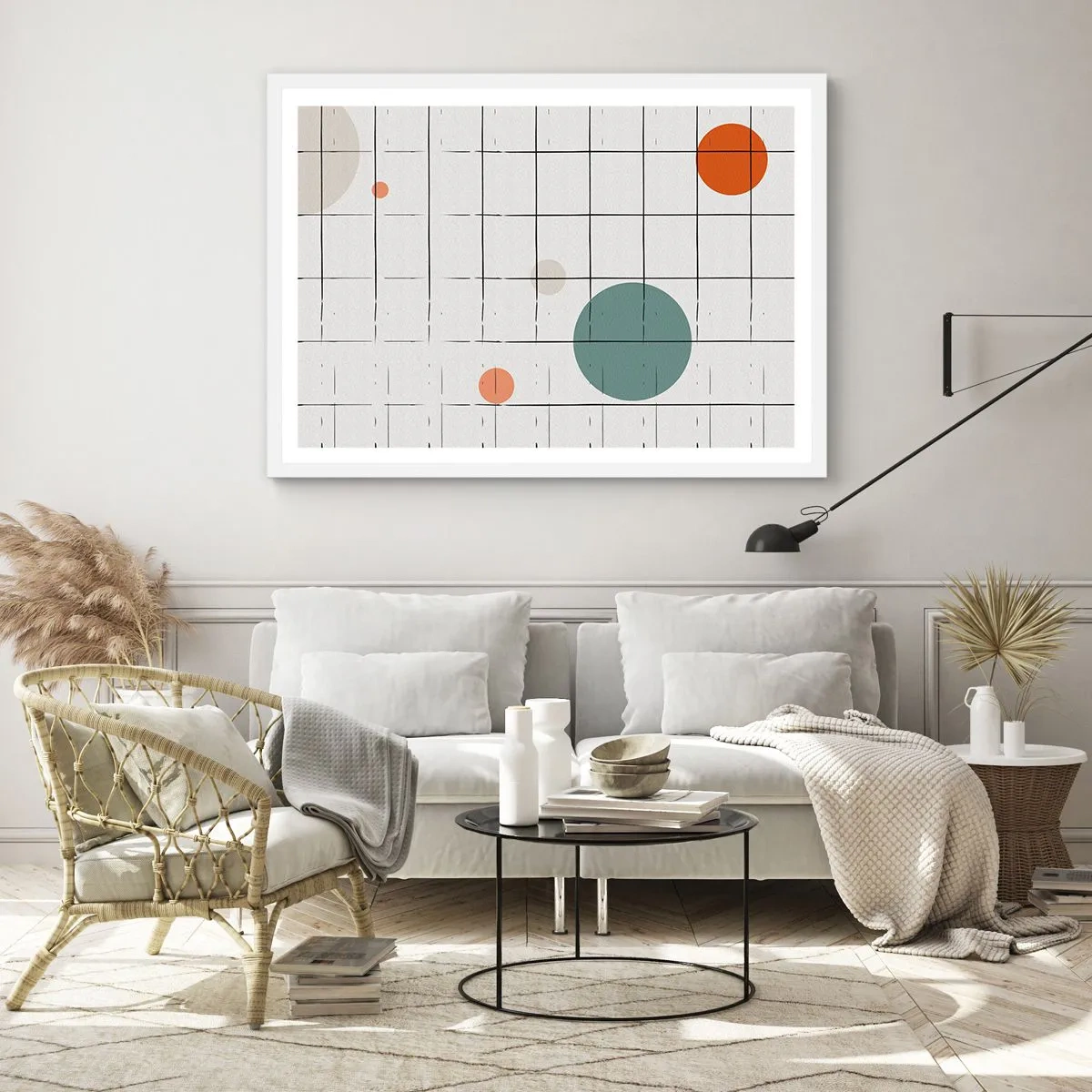 Plakat i hvid ramme - Fanget i en fælde. Os eller dem? - 100x70 cm