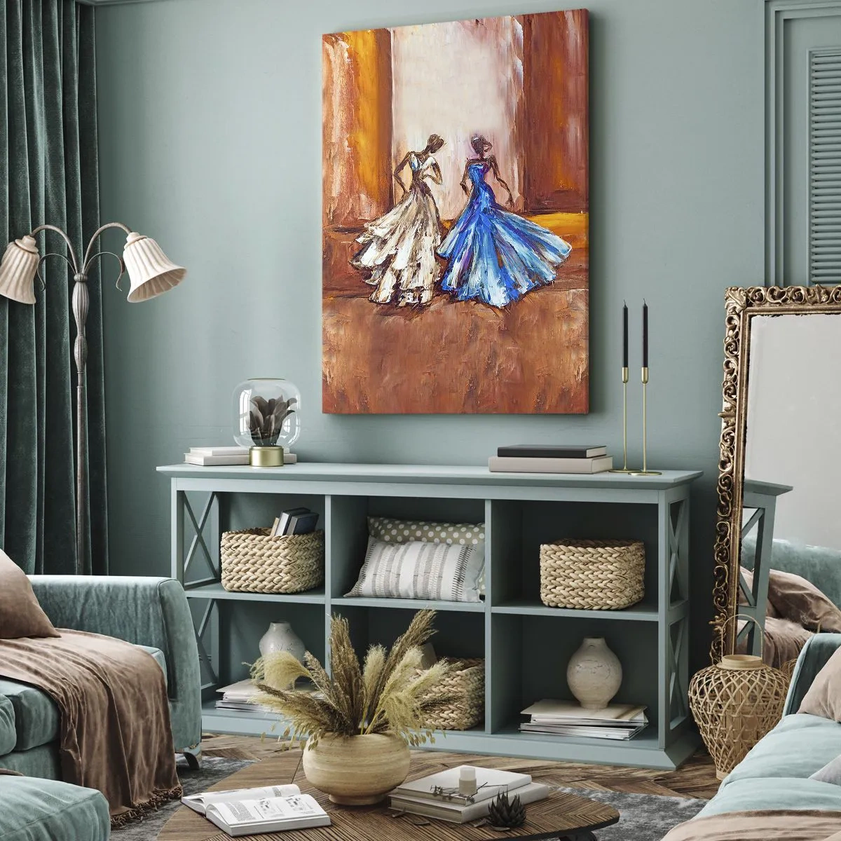 Lærredstryk - Billede på lærred - Den taknemmelige duo - 55x100 cm