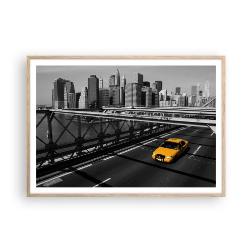 Plakat i ramme af lyst egetræ - Storbyens farve - 100x70 cm